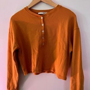 Aritzia Wilfred Free Mavis Orange Crop Henley